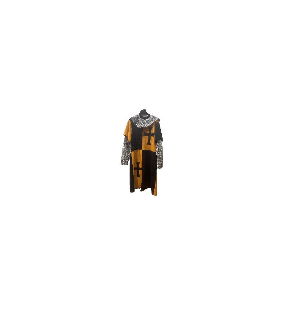 -TRAJE MEDIEVAL CUARTELADO MOSTAZA M