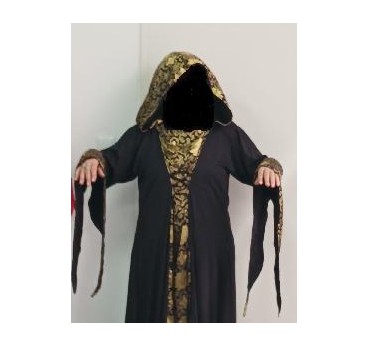 -VESTIDO MEDIEVAL NEGRO Y DORADO