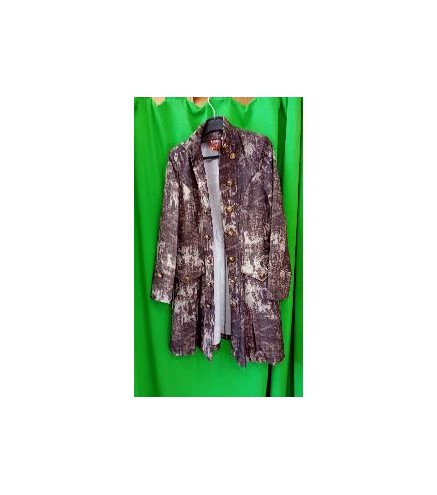 -CHAQUETA LARGA IMITACION A DESGASTADA MUJER M