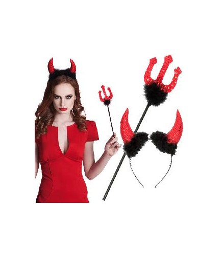 -CONJUNTO DEMONIO (CUERNOS Y TENEDOR 40 CM)