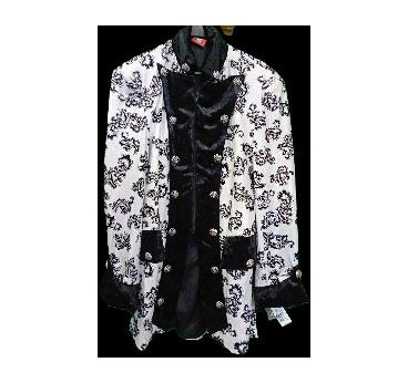 -CHAQUETA LARGA BLANCA METALIZADA Y NEGRO L