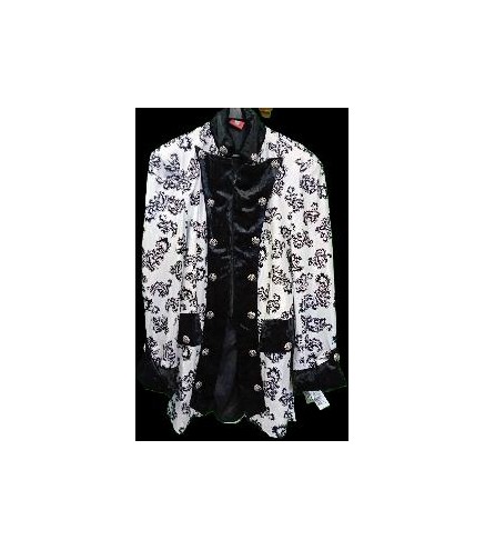 -CHAQUETA LARGA BLANCA METALIZADA Y NEGRO L