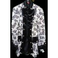 -CHAQUETA LARGA BLANCA METALIZADA Y NEGRO L