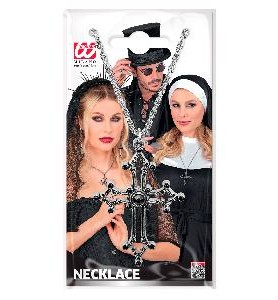 -COLLAR CRUZ GOTICA GEMAS NEGRAS