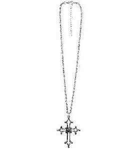 -COLLAR CRUZ GOTICA GEMAS NEGRAS