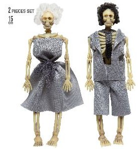 -PAREJA DE ESQUELETOS VESTIDOS 15 CM