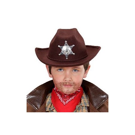-SOMBRERO SHERIFF MARRON INFANTIL