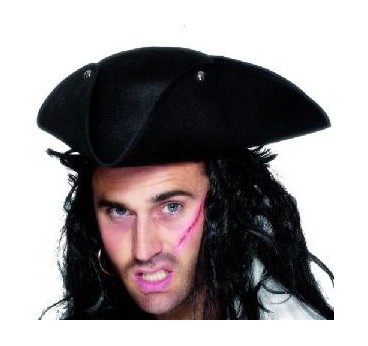 -SOMBRERO TRICORNIO PIRATA NEGRO