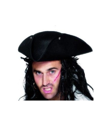 -SOMBRERO TRICORNIO PIRATA NEGRO