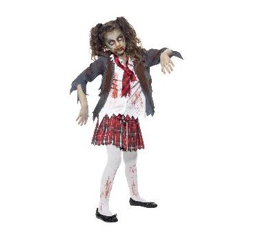 -DISFRAZ NIÑA ESTUDIANTE ZOMBI 10-12