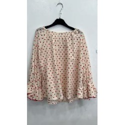 CAMISA FLAMENCA CREMA TOPITOS ROJOS TALLA UNICA