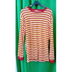 -CAMISETA A RAYAS HORINZONTALES BLANCAS AMARILLAS Y ROJAS 3XL