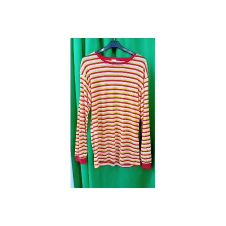 -CAMISETA A RAYAS HORINZONTALES BLANCAS AMARILLAS Y ROJAS 3XL