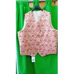 -CHALECO CABALLERO BROCADO CON FLORES ROSAS XXL