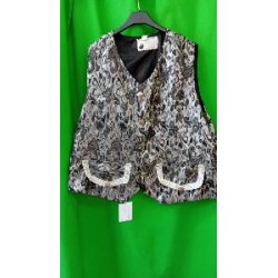 -CHALECO CABALLERO BROCADO PLATEADO 56