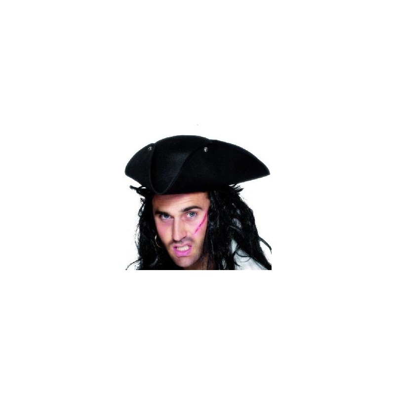 -SOMBRERO TRICORNIO PIRATA NEGRO