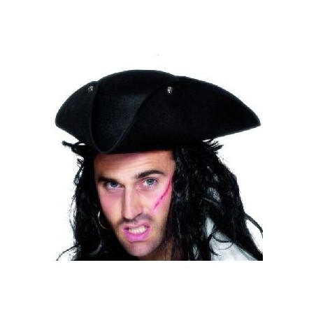 -SOMBRERO TRICORNIO PIRATA NEGRO