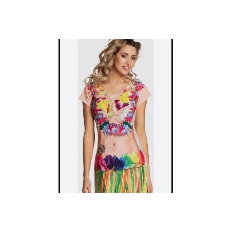-CAMISETA LARGA MUJER HAWAIANA S