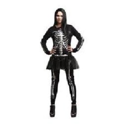 DISFRAZ ESQUELETO FALDA NEGRO M-L