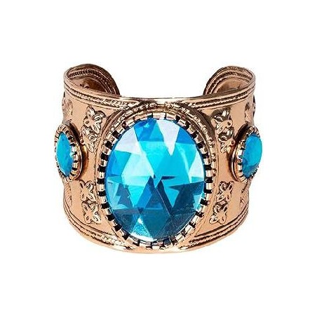 -BRAZALETE DORADO CON PIEDRAS AZULES