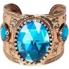 -BRAZALETE DORADO CON PIEDRAS AZULES