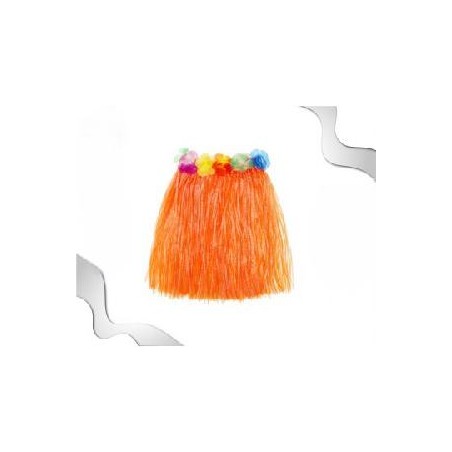 -FALDA HAWAIANA ADULTO NARANJA 40 CM