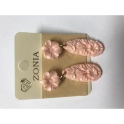 PENDIENTES FLOR SALMON, CRUDO VERDE ESMERALDA