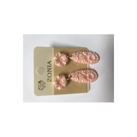 PENDIENTES FLOR SALMON, CRUDO VERDE ESMERALDA