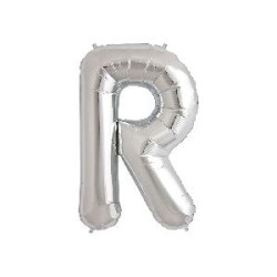 -GLOBO PLATA LETRA "R" 86 CM