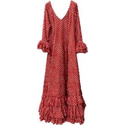 -VESTIDO GITANILLA ROJO LUNAR LENTEJA BLANCO 42