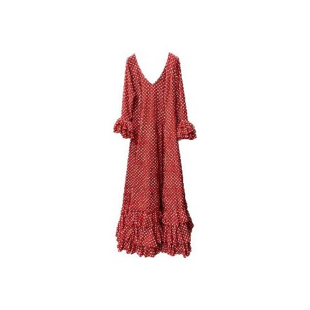 -VESTIDO GITANILLA ROJO LUNAR LENTEJA BLANCO 42