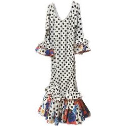 -VESTIDO AZALEA BLANCO LUNAR NEGRO CON ESTAMPADO EN VOLANTES 42