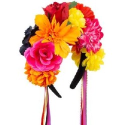 -DIADEMA FLORES CON CINTA CATRINA