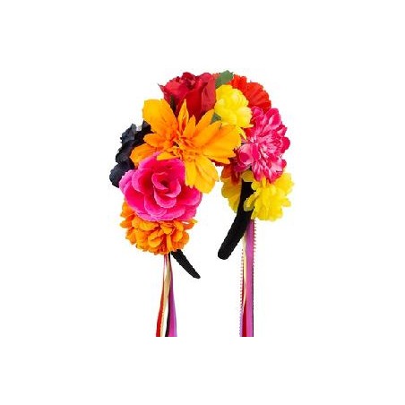 -DIADEMA FLORES CON CINTA CATRINA