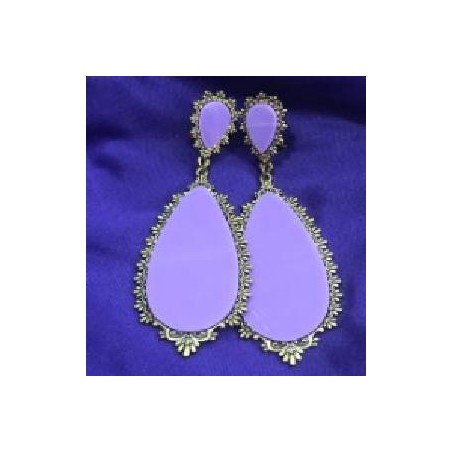 PENDIENTE LAGRIMA  PLANO ENGARZADO MALVA