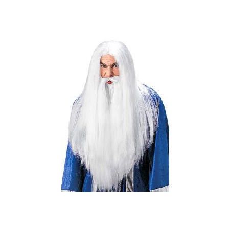 -PELUCA HECHICERO CON MAXI BARBA Y BIGOTE