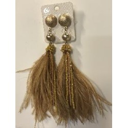 PENDIENTES CON ABALORIO PLUMA DORADO