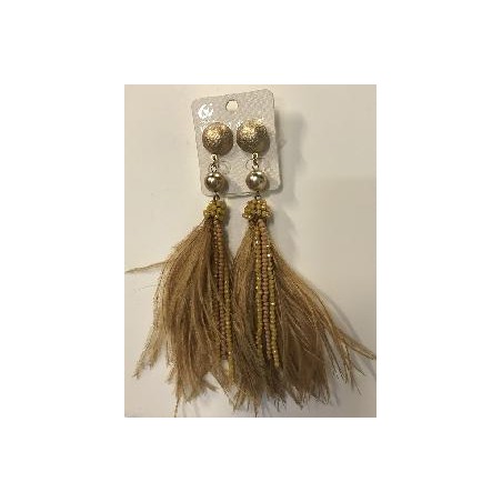 PENDIENTES CON ABALORIO PLUMA DORADO