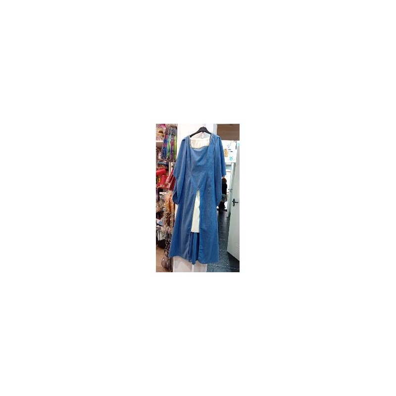 -VESTIDO MEDIEVAL CRISTI AZUL CON FALDA BLANCA M