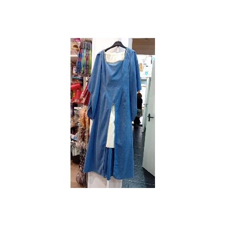 -VESTIDO MEDIEVAL CRISTI AZUL CON FALDA BLANCA M
