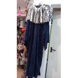 CAPA LARGA AZUL CON PIEL