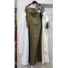 -VESTIDO MEDIEVAL VERDE OLIVA Y BLANCO L