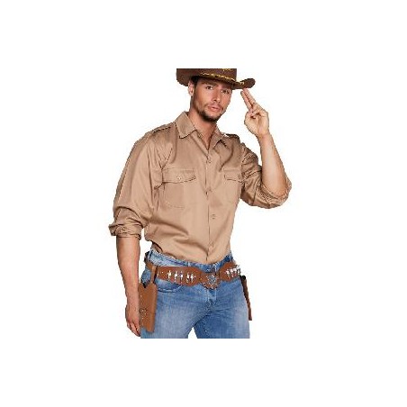 -FUNDA DOBLE VAQUERO SHERIFF MARRON