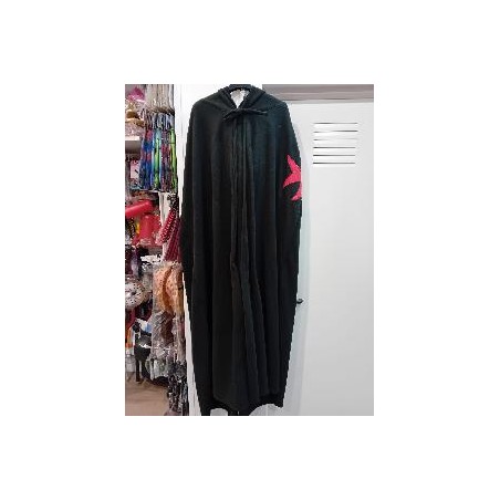 -CAPA CAPUCHA POLAR NEGRA CON CRUZ DE MALTA ROJA