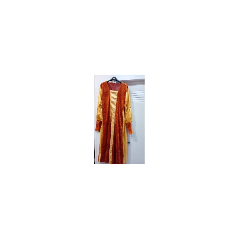 -VESTIDO MEDIEVAL MARRON Y DORADO