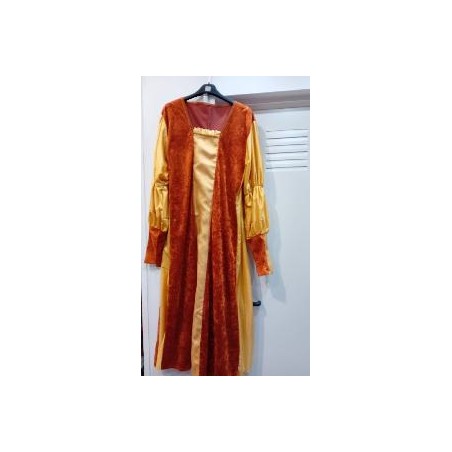 -VESTIDO MEDIEVAL MARRON Y DORADO