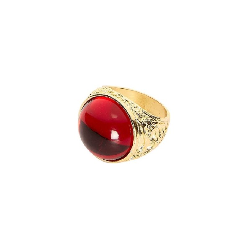 -ANILLO ORO GEMA ROJA