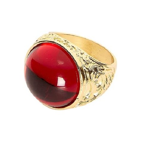-ANILLO ORO GEMA ROJA