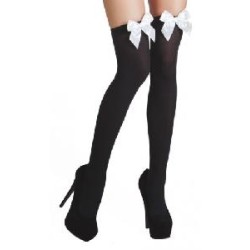 -MEDIAS DE CABARET NEGRAS CON LAZO BLANCO