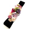 CINTURON ELASTICO NEGRO FLORES TONOS PASTEL